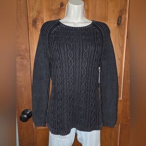 Artisan NY Dark Gray Cable Knit Sweater